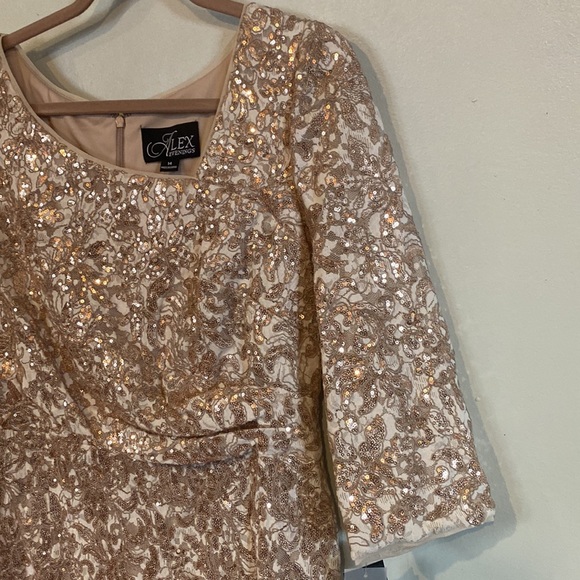 Alex Evenings Short Cocktail Sequins Dress-Ivory/Taupe-Women’s Size 14-NWT! - Picture 5 of 15
